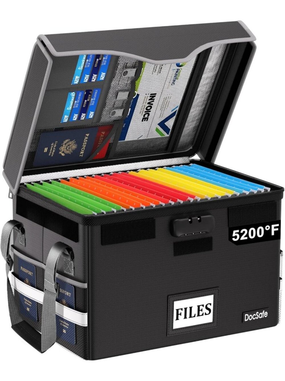 Fireproof Document Box with Lock | Portable File Organizer for Home & Office